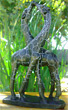 African Sculpture - Kissing Giraffes, 11H Shona Stone
