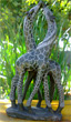 African Sculpture - Kissing Giraffes, 11H Shona Stone