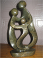 African Sculpture - Stone Family 3 heads, 12