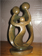 African Sculpture - Stone Family 3 heads, 12