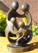 African Sculpture - Family of Four, 10H Shona Stone