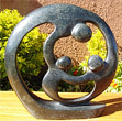 Hand-carved Shona Stone - Family of 3 Circle Statue, 11H