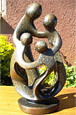 African Sculpture - Family of Four, 12H Shona Stone
