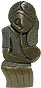 African Sculpture - Pipe Smoker, 13H Golden Serpentine Stone