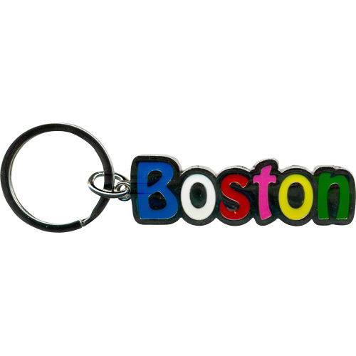 Boston Colorful Block Letters Metal Keychain