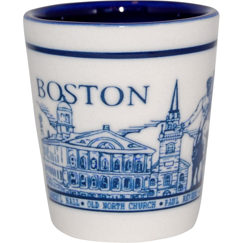 Boston Souvenir Etched Ceramic Shot Glass