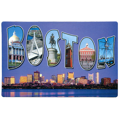 Boston Souvenir Jumbo Post Card Magnet - 5.75L