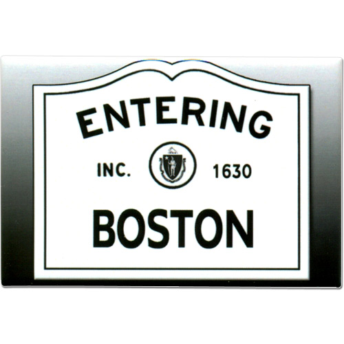 Entering Boston Sign Souvenir Metal Magnet