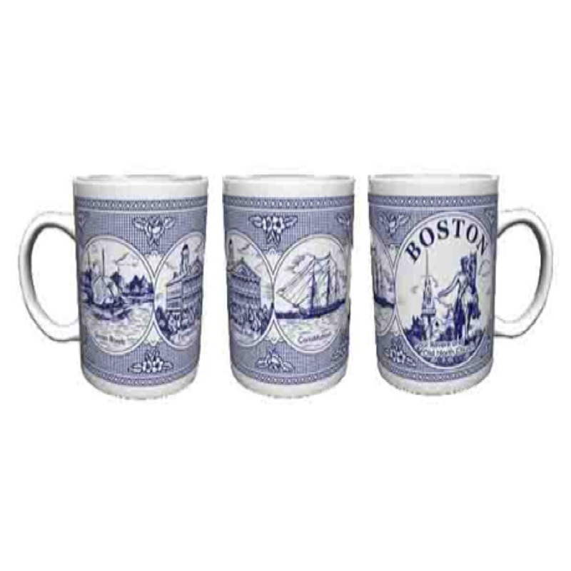 Boston Themed Delft Blue Coffee Mug