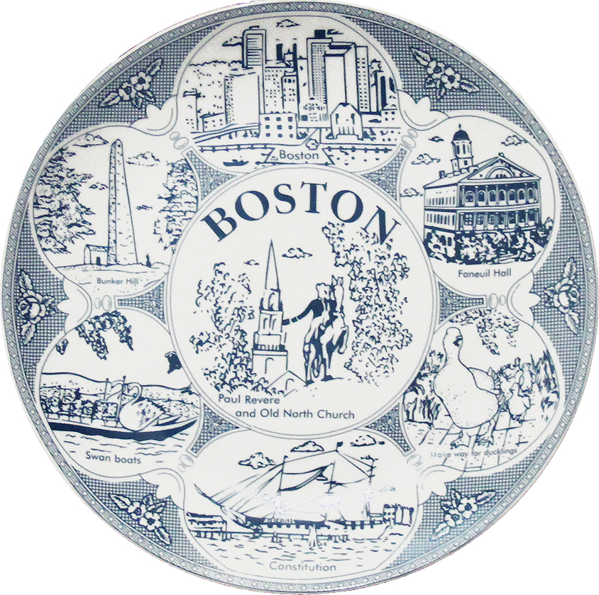 Boston Souvenir Plate in Delft Blue