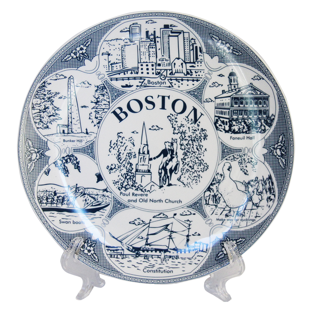 Boston Souvenir Plate in Delft Blue, photo-1