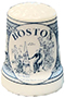 Boston Themed Thimble, Delft Blue