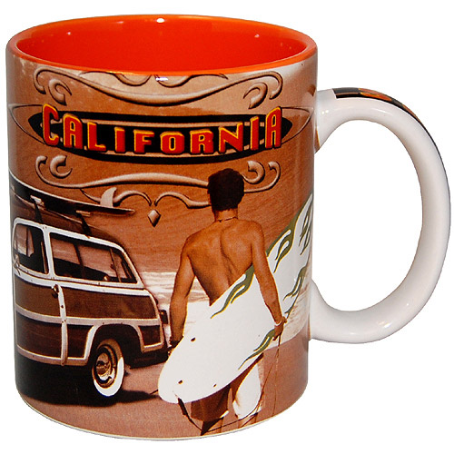 Ceramic Mug with California Old Time Surfing Icon