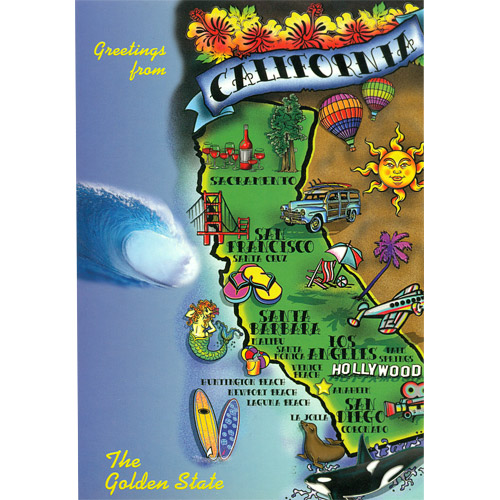 California State Map Postcard, Large