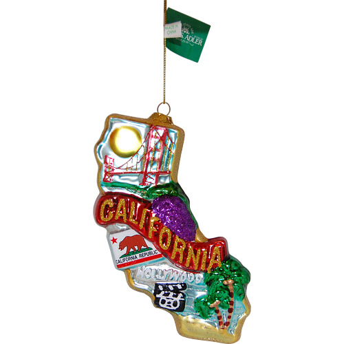 California Glass Ornament, 6.5H