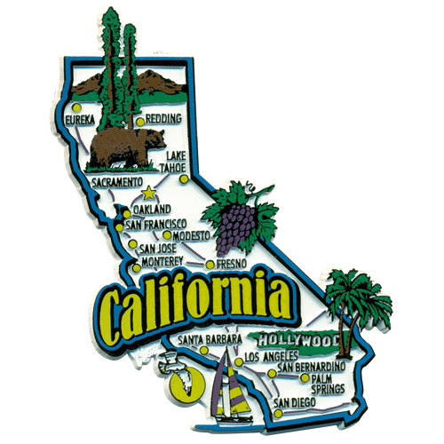 California Refrigerator Magnet - Large CA Map