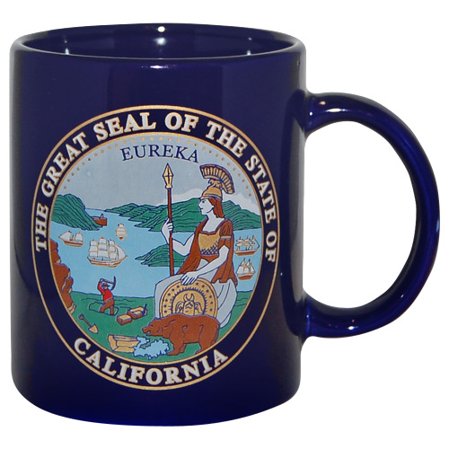 California State Seal and Bear Flag Mug - Navy Blue
