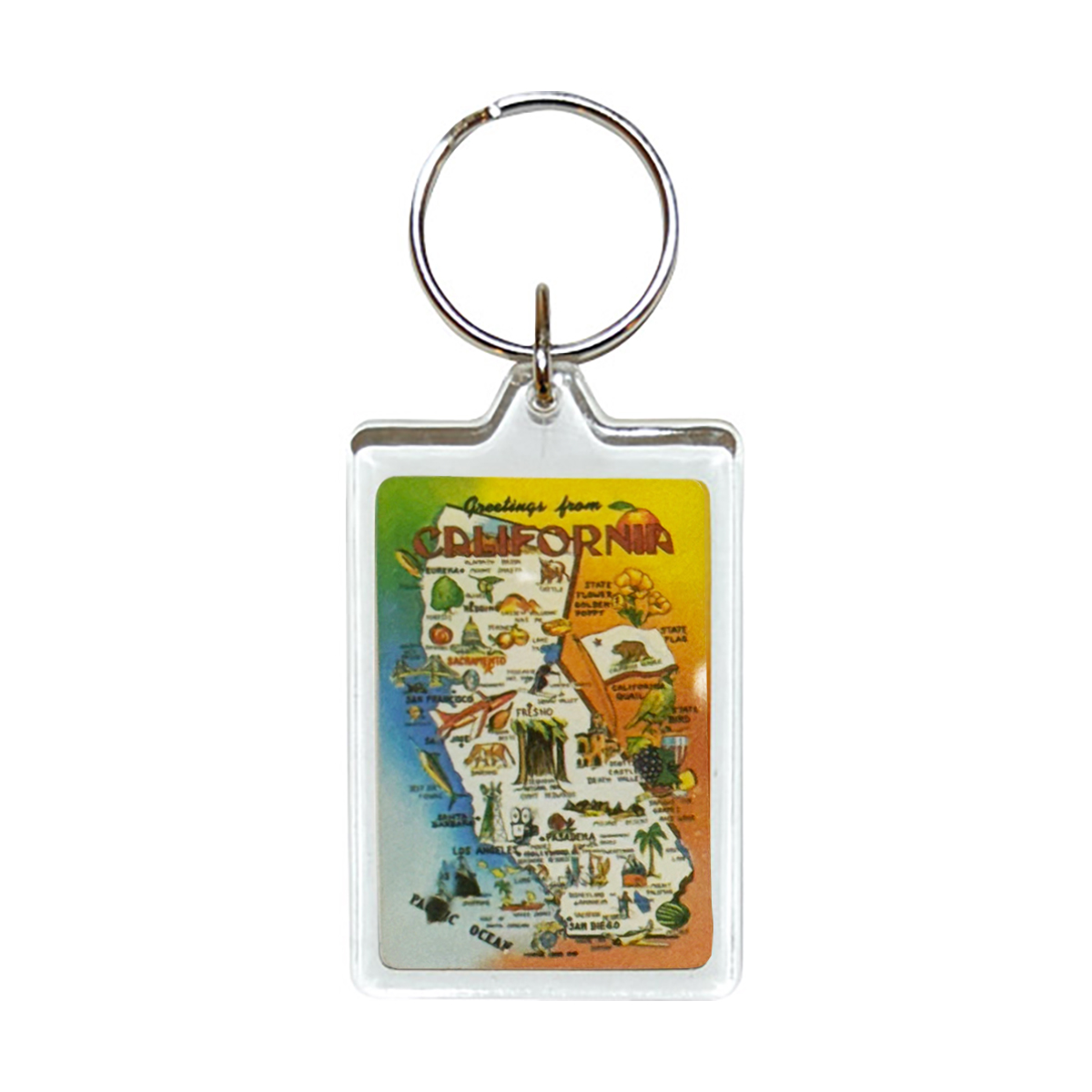 California State Map Post Card Acrylic Key Chain