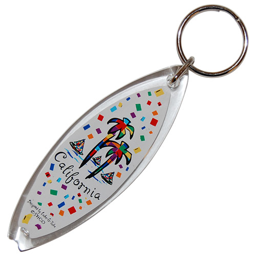 California Surf Board Acrylic Key Chain