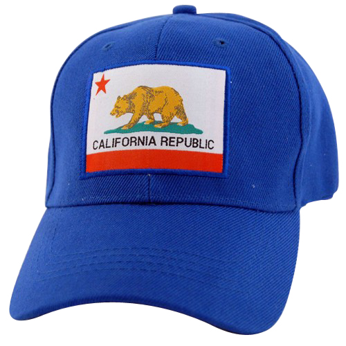 California Republic Bear Flag Baseball Cap, Blue