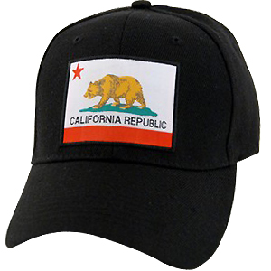 California Republic Bear Flag Baseball Cap, Black