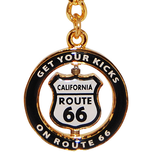 Route 66 Shield Spin Key Chain - Gold
