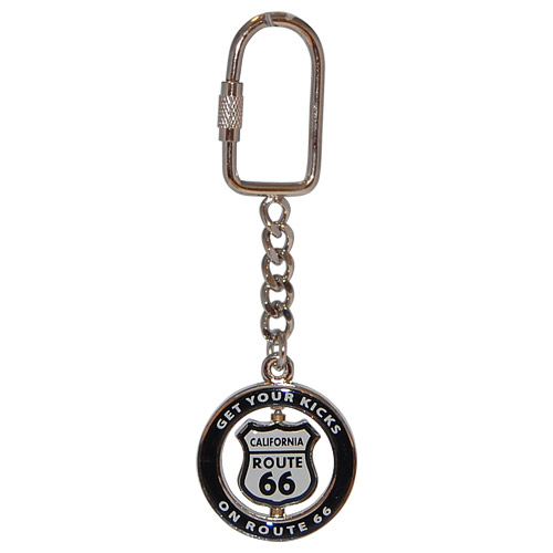 Route 66 Shield Spin Key Chain - Silver