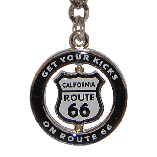 Route 66 Shield Spin Key Chain - Silver