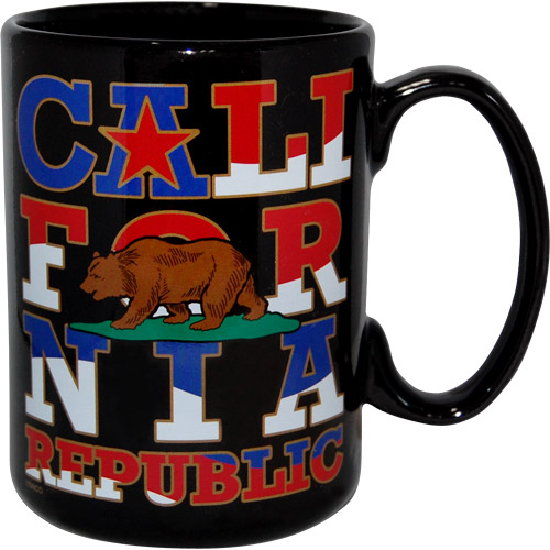Large California Bear Flag Mug - Black