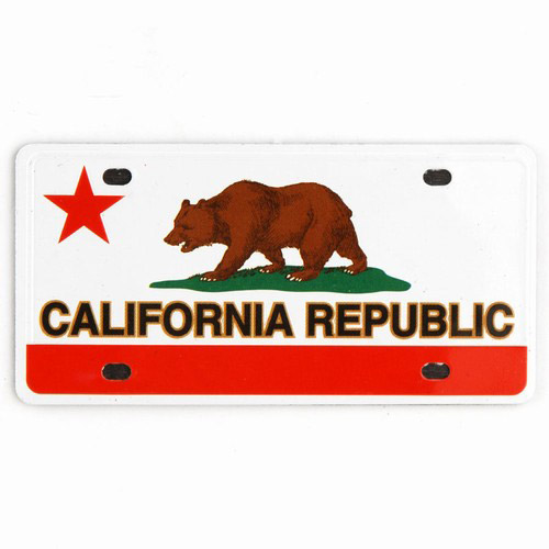 California Bear Flag Fridge Magnet - Miniature License Plate