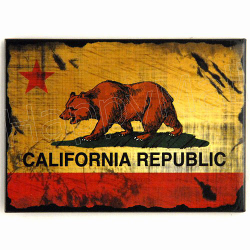 California Fridge Magnet - Distressed Bear Flag