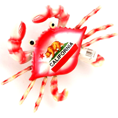 California State Flag Souvenir Magnet - Wiggly Crab