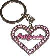 California Souvenir Heart Shaped Keychain with Pink Rhinestones