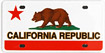 California Bear Flag Fridge Magnet - Miniature License Plate