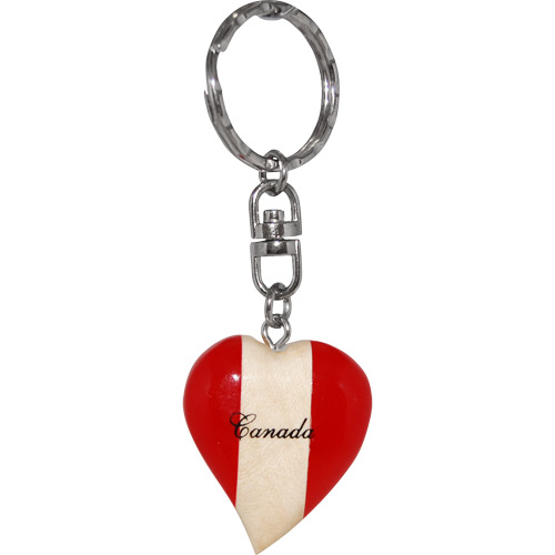 Canada Souvenir Keychain - Flag of Canada Heart in Wood, photo-1