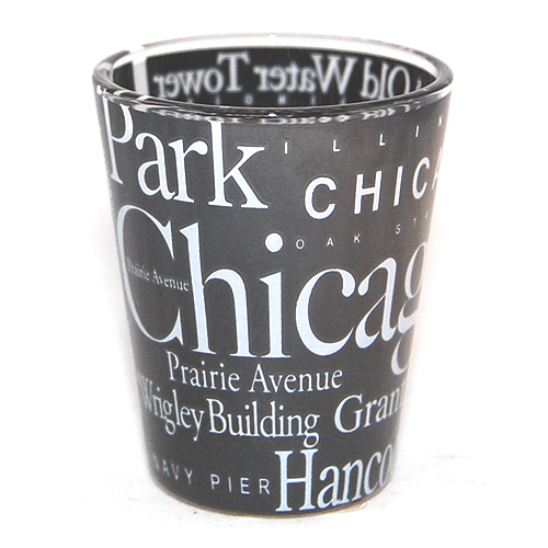 Chicago Letter Shot Glass, Black
