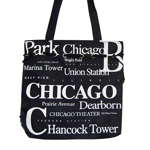 Chicago Canvas Tote Bag with Top Zipper, 14.5H