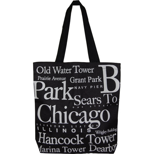 Chicago Souvenir Letter Canvas Tote Bag, 14.5H