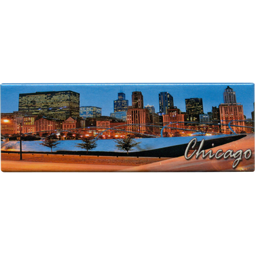 Chicago City View Souvenir Metal Magnet - Panorama