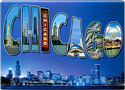 Chicago Post Card Souvenir Metal Magnet