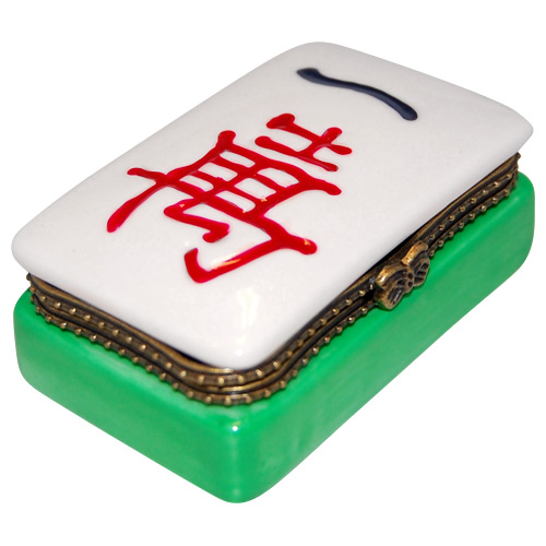 Mahjong Ten Thousand Tile - Porcelain Trinket Box, 2.75