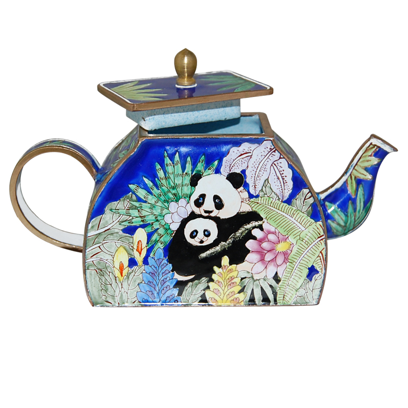 Pandas and Bamboo Miniature Teapot