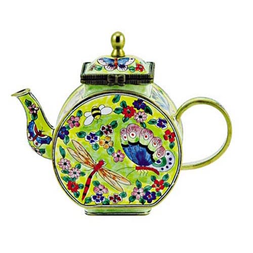 Miniature Teapot with Irises Painting