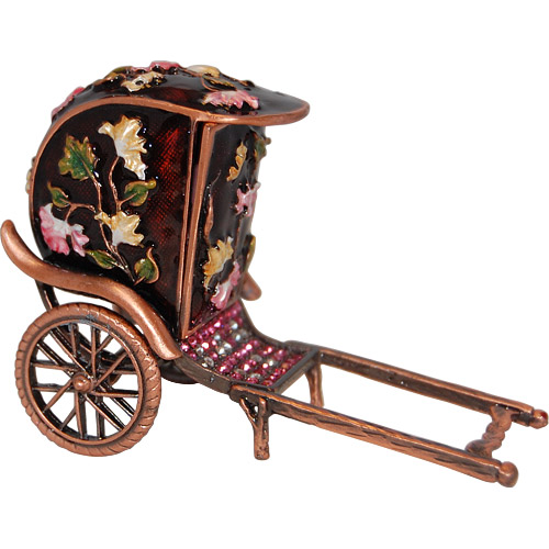 Chinese Rickshaw - Enamel Jeweled Trinket Box, 4L