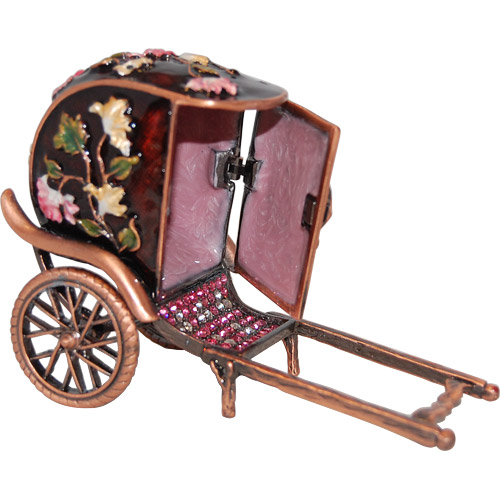 Chinese Rickshaw - Enamel Jeweled Trinket Box, 4L, photo-1