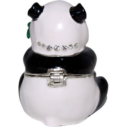 Panda Bear with Bamboo - Enamel Jeweled Trinket Box, 2H, photo-1