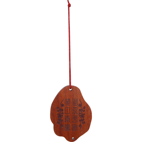 Happy Buddha on Lotus Leaf Wooden Charm Pendant, photo-1