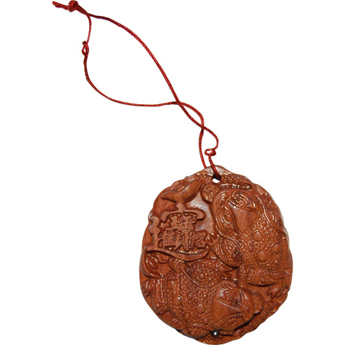 Chinese Money Toad Wooden Charm Pendant