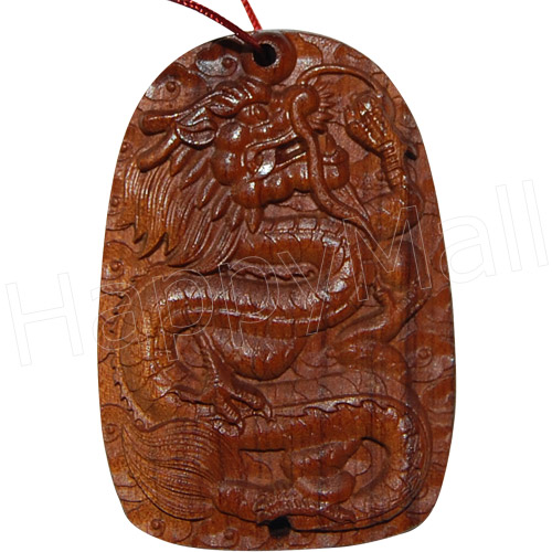 Chinese Dragon Wooden Charm Pendant