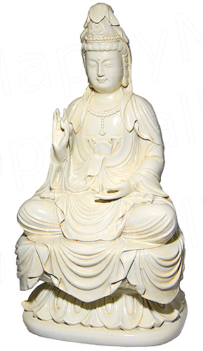 Sitting Kuan Yin Statue, 7.5H